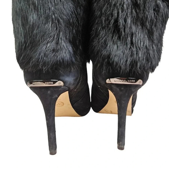 Michael Kors Black Faye Bootie Genuine Rabbit Fur and Suede Stilleto Size 8.5 M - Picture 8 of 9